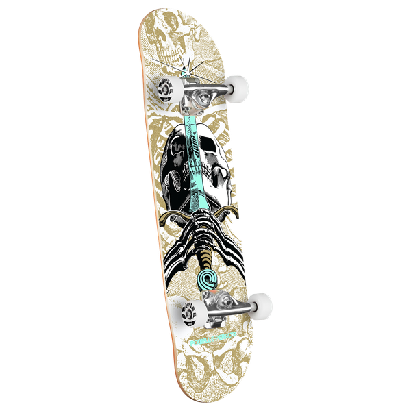 Powell Skull & Sword Complete 8.0 White/Met Gld