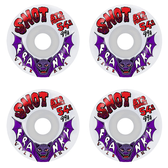 Snot Skateboard Wheels 54mm Franky Villani Conical 99A Clear