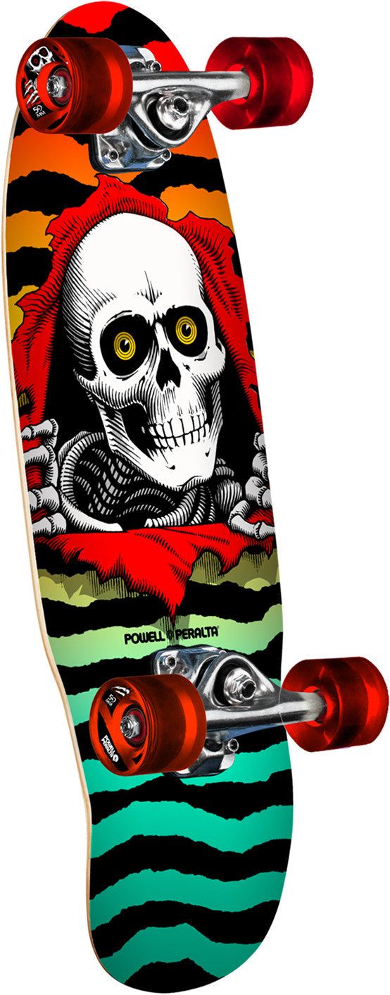 Powell Ripper Red/Aqua Fade Cruiser Complete 7.5 X 24.0