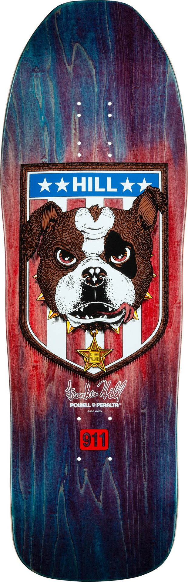 Powell Frankie Hill Bulldog Blue/Red Fade Shaped Deck 10.0 X 31.5