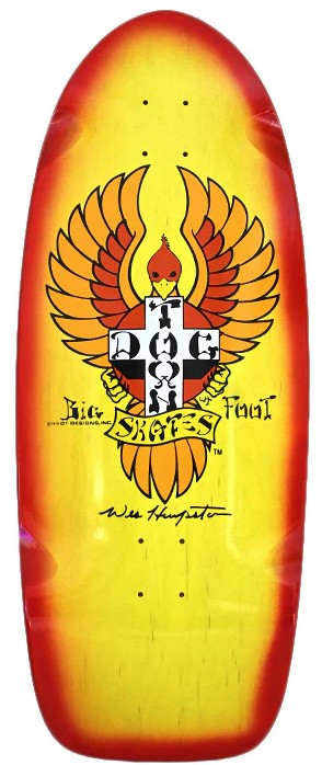 Dogtown Big Foot OG 70'S Rider Yellow/Red Fade Orange Wings Deck 11.87 X 30.54