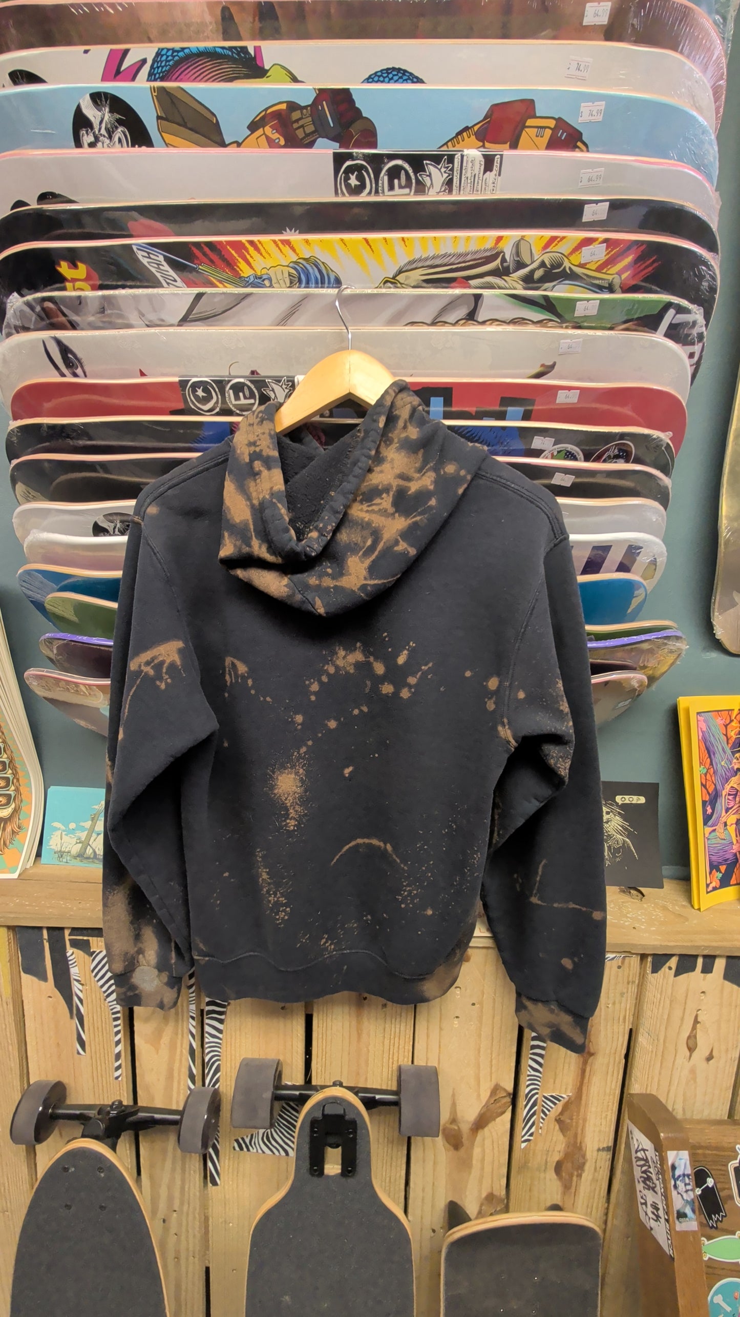 Culture Vulture - Black hoodie - hand dyed and printed