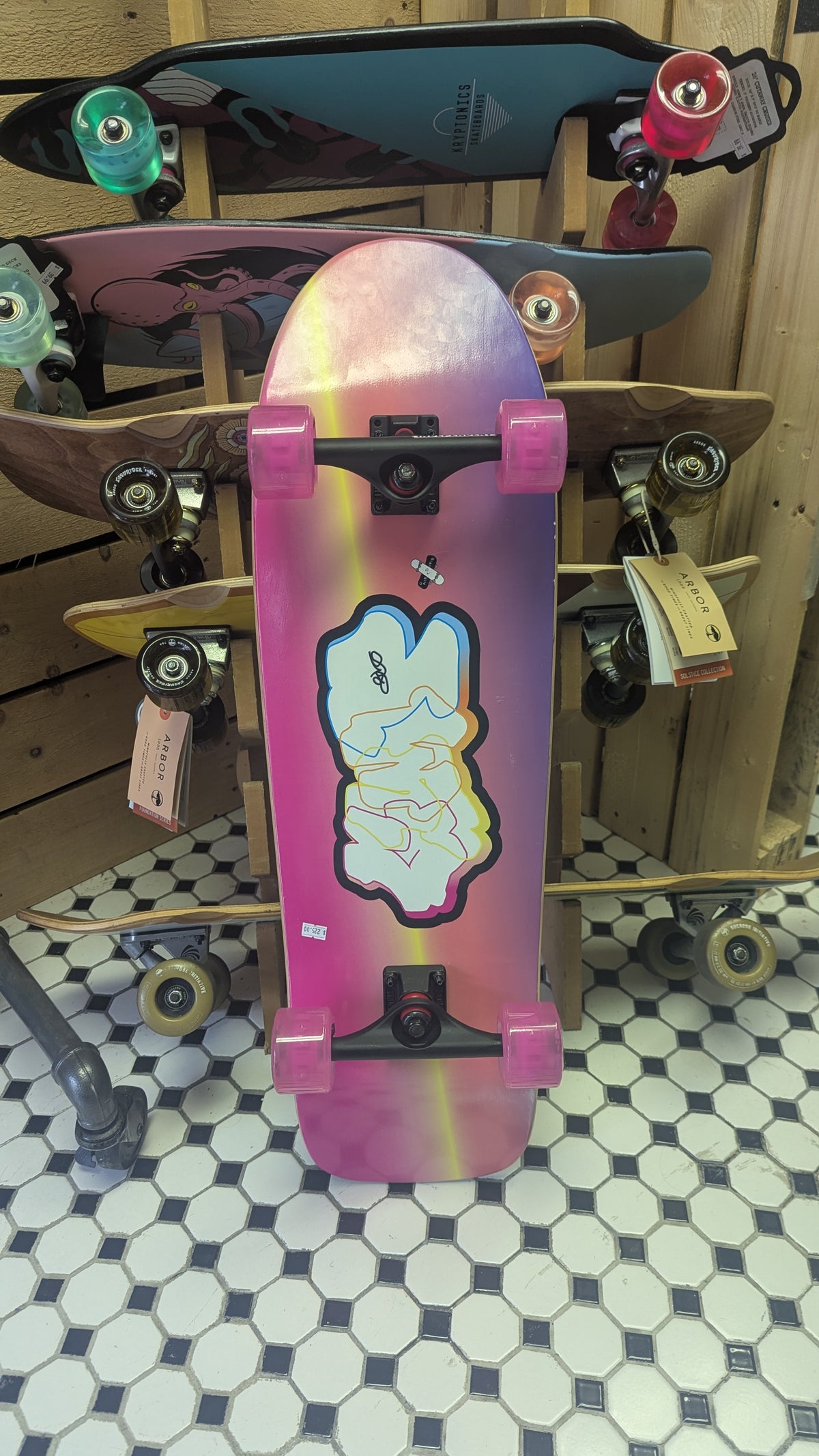CUSTOM C2C GYMP COMPLETE PIGNOSE SKATEBOARD WITH INDEPENDENT TRUCKS AND LIGHT UP SLIMEBALL WHEELS