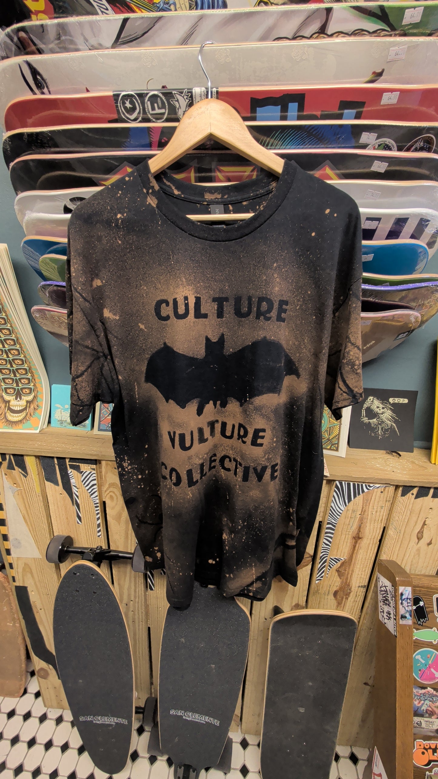Culture Vulture - Black hand dyed and printed bat