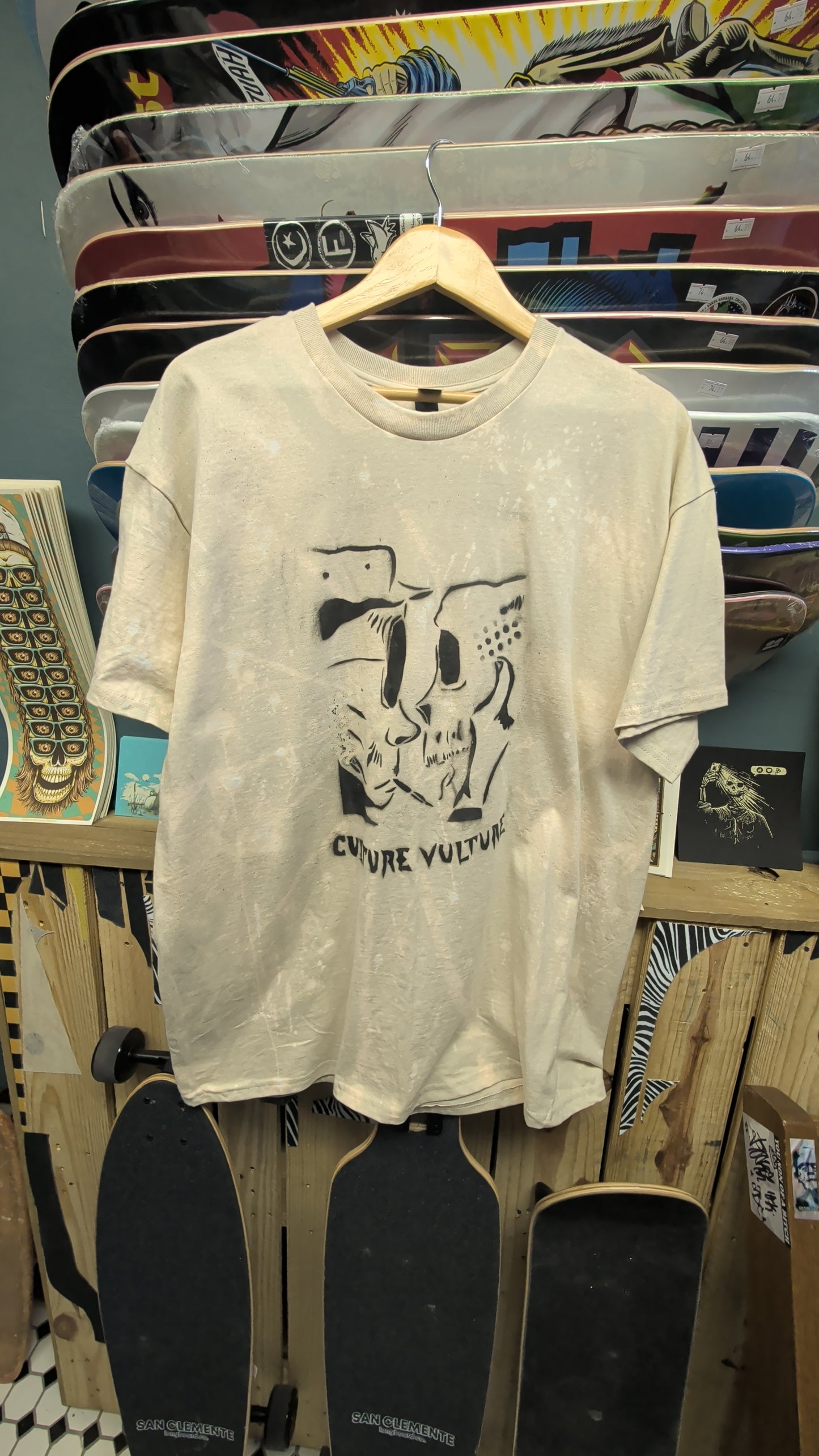 Culture Vulture - XL beige Hunter S. Thompson hand dyed and printed