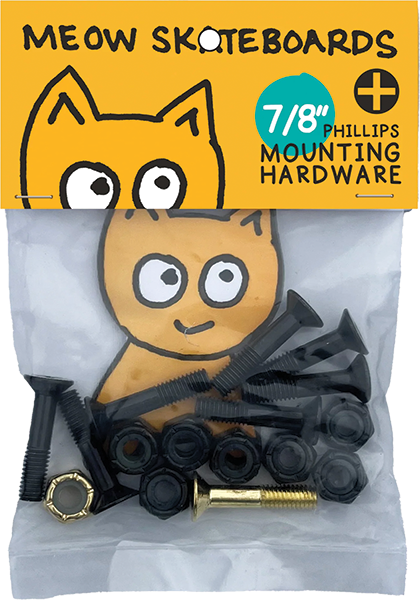 Meow 7/8" Phillips Hardware Set Black/Yellow