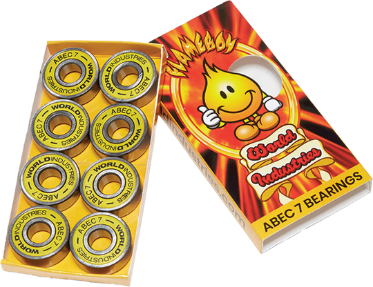 World Industries ABEC 7 Flameboy Bearings Sil/Yellow