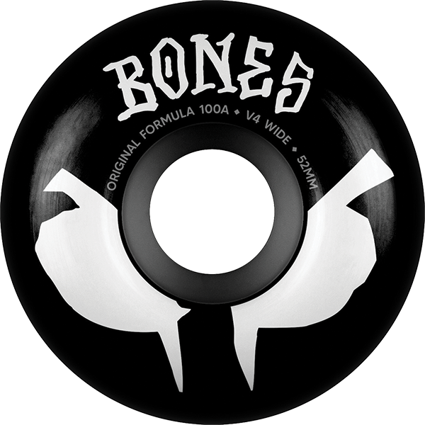 Bones 100'S OG V4 Wides Blot 52MM 100A Black/White (Set of 4)
