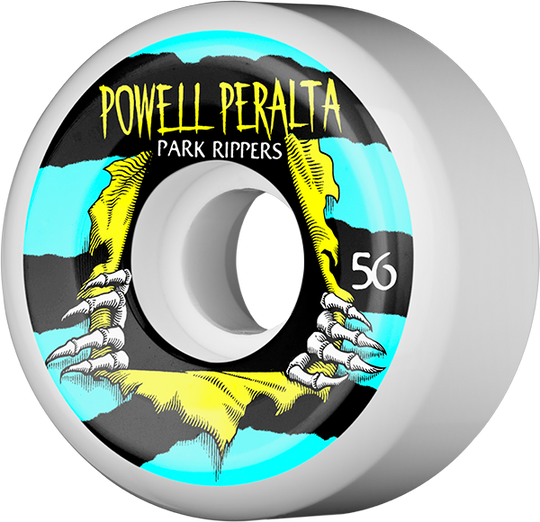 Powell Park Ripper II 56MM White W/Blue/Yellow (Set of 4)