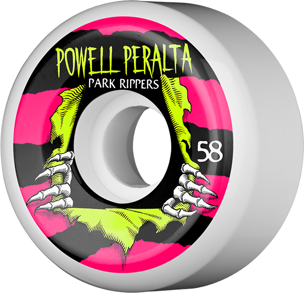 Powell Park Ripper II 58MM White W/Pink/Yellow (Set of 4)