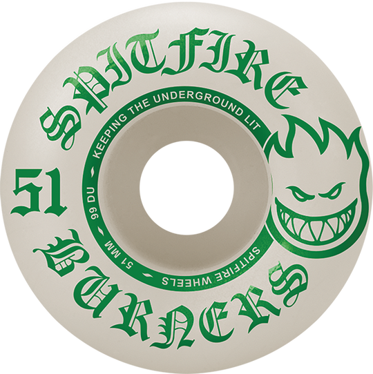 Spitfire Burners 51MM 99A White/Green (Set of 4)