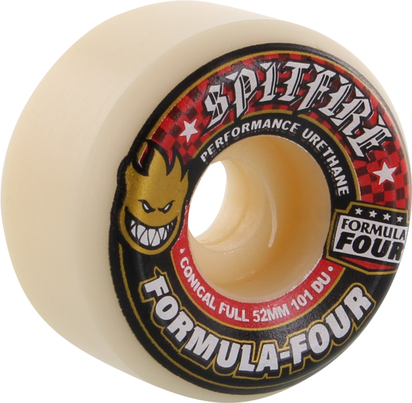 Spitfire Formula 4 101D Conical Full 52MM White W/Red (Set of 4)