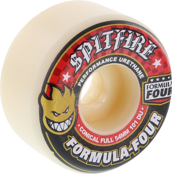 Spitfire Formula 4 101D Conical Full 54MM White W/Red (Set of 4)