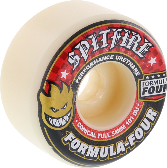 Spitfire Formula 4 101D Conical Full 54MM White W/Red (Set of 4)