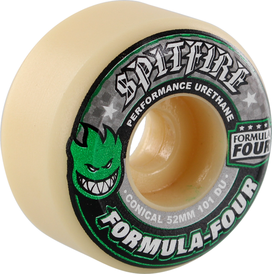 Spitfire Formula 4 101A Conical 52MM White W/Green & Black (Set of 4)