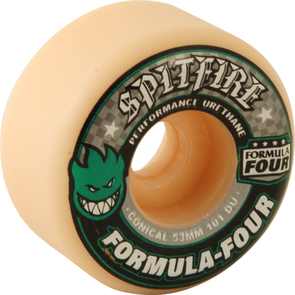 Spitfire Formula 4 101A Conical 53MM White W/Green & Black (Set of 4)