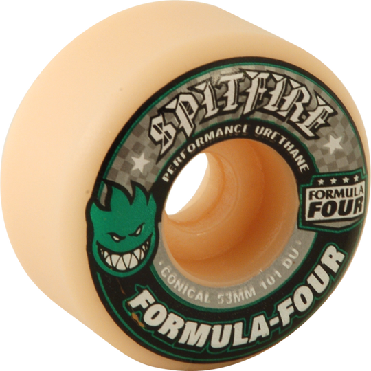 Spitfire Formula 4 101A Conical 53MM White W/Green & Black (Set of 4)