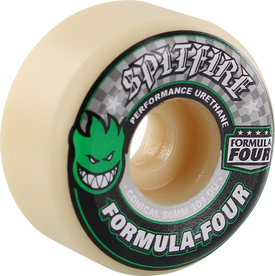 Spitfire F4 101A Conical 56MM White W/Green & Black (Set of 4)