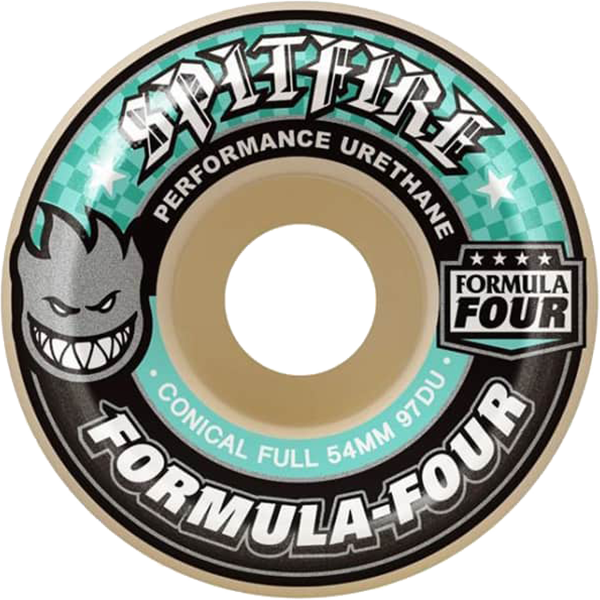 Spitfire F4 97A Conical Full 56MM White W/Turq (Set of 4)