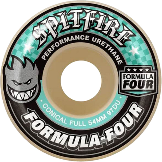 Spitfire F4 97A Conical Full 56MM White W/Turq (Set of 4)
