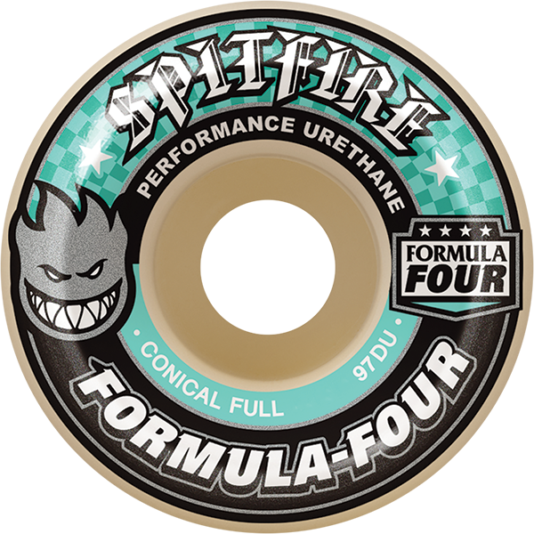 Spitfire F4 97A Conical Full 58MM White W/Turq (Set of 4)