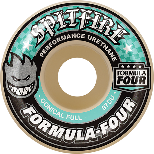 Spitfire F4 97A Conical Full 58MM White W/Turq (Set of 4)