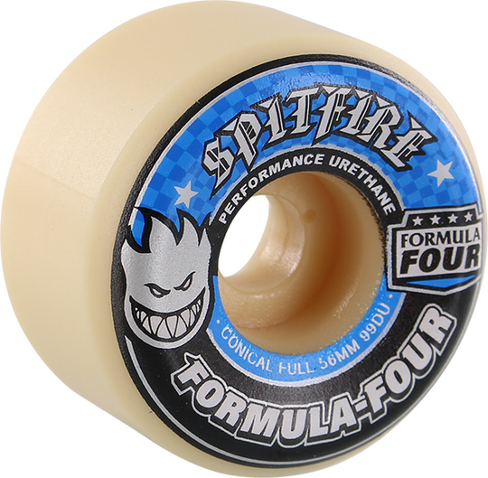 Spitfire Formula 4 99D Conical Full 56MM White W/Blue (Set of 4)