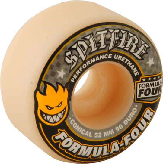 Spitfire Formula 4 99A Conical 52MM White W/Yellow & Black (Set of 4)