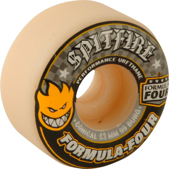Spitfire Formula 4 99A Conical 53MM White W/Yellow & Black (Set of 4)
