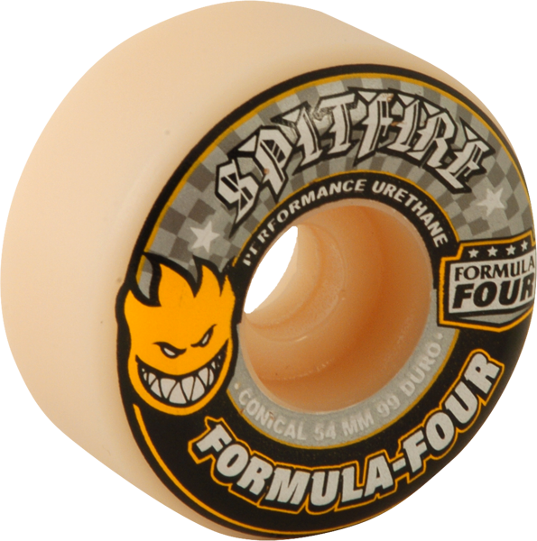 Spitfire Formula 4 99A Conical 54MM White W/Yellow & Black (Set of 4)