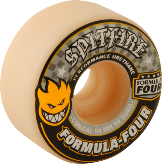 Spitfire Formula 4 99A Conical 54MM White W/Yellow & Black (Set of 4)