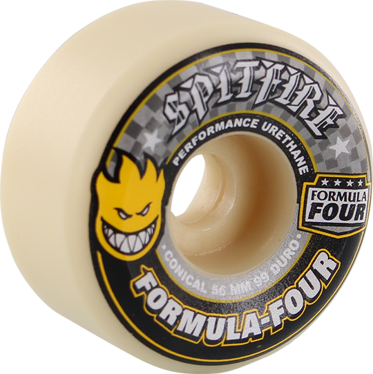 Spitfire Formula 4 99A Conical 56MM White W/Yellow & Black (Set of 4)