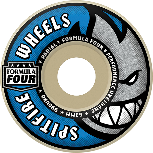 Spitfire F4 99A Radial 52MM Natural/Blue (Set of 4)