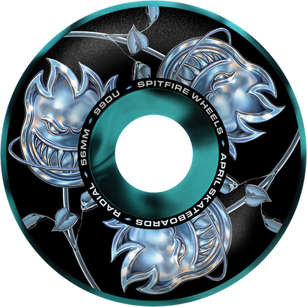 Spitfire F4 99A April Bghd Rose Radial 56MM Black/Blue Swl (Set of 4)