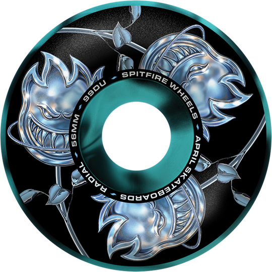 Spitfire F4 99A April Bghd Rose Radial 56MM Black/Blue Swl (Set of 4)