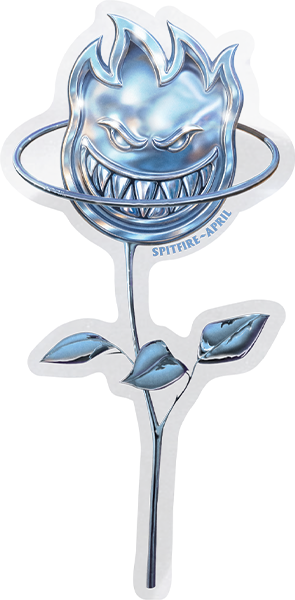 Spitfire April Bighead Rose 5" Decal Blue