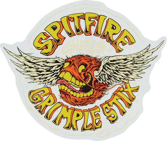 Spitfire Flying Grimple Lg Decal Org/Yellow