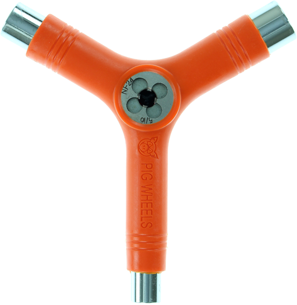 Pig Skate Tool-Neon Orange Tri-Socket/Threader