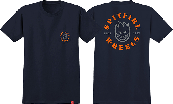 Spitfire Bighead Classic Pocket Tee Navy/Org