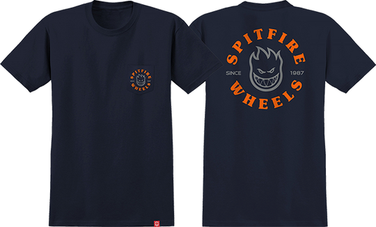 Spitfire Bighead Classic Pocket Tee Navy/Org