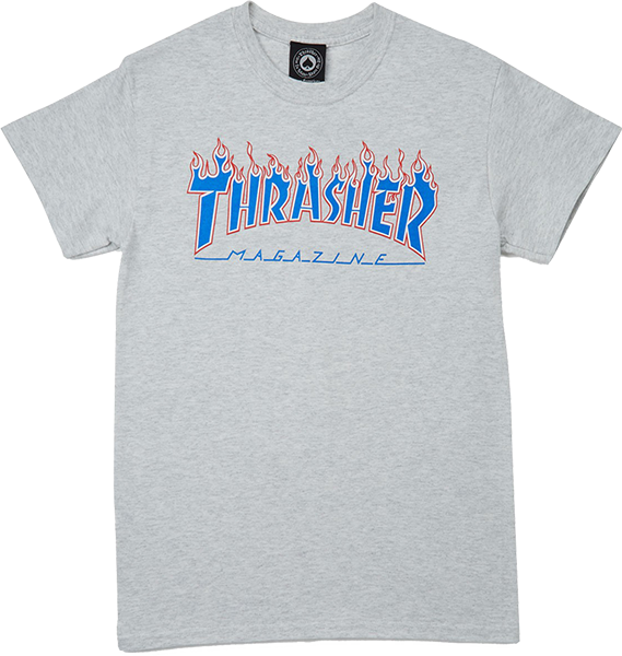 Thrasher Patriot Flame Tee Heather Grey