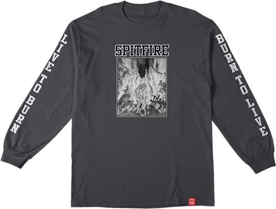 Spitfire Inferno Sleeve Long Sleeve Tee Charcoal/Black/White