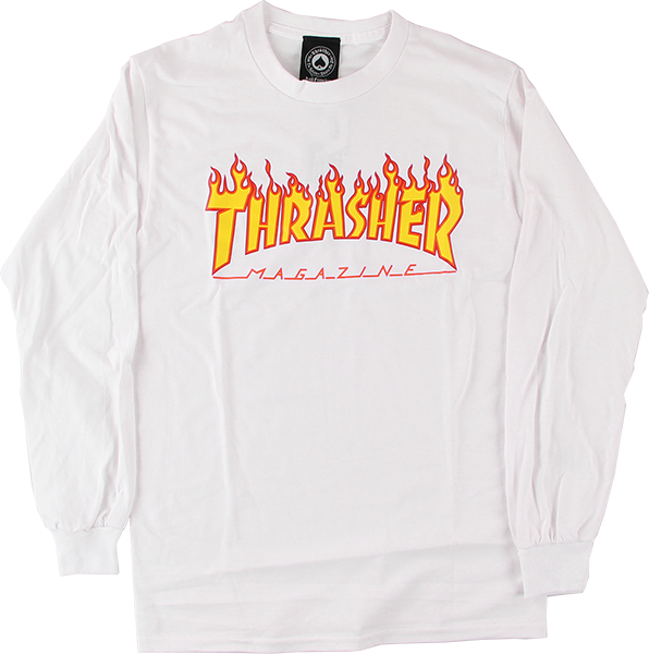 Thrasher Flames L/S White/Yellow