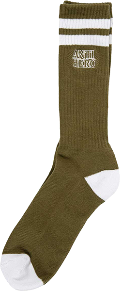 Anti-Hero Black Hero Outline Crew Sock Olive/Wht