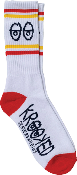 Krooked Eyes Crew Sock White/Red/Navy/Yellow