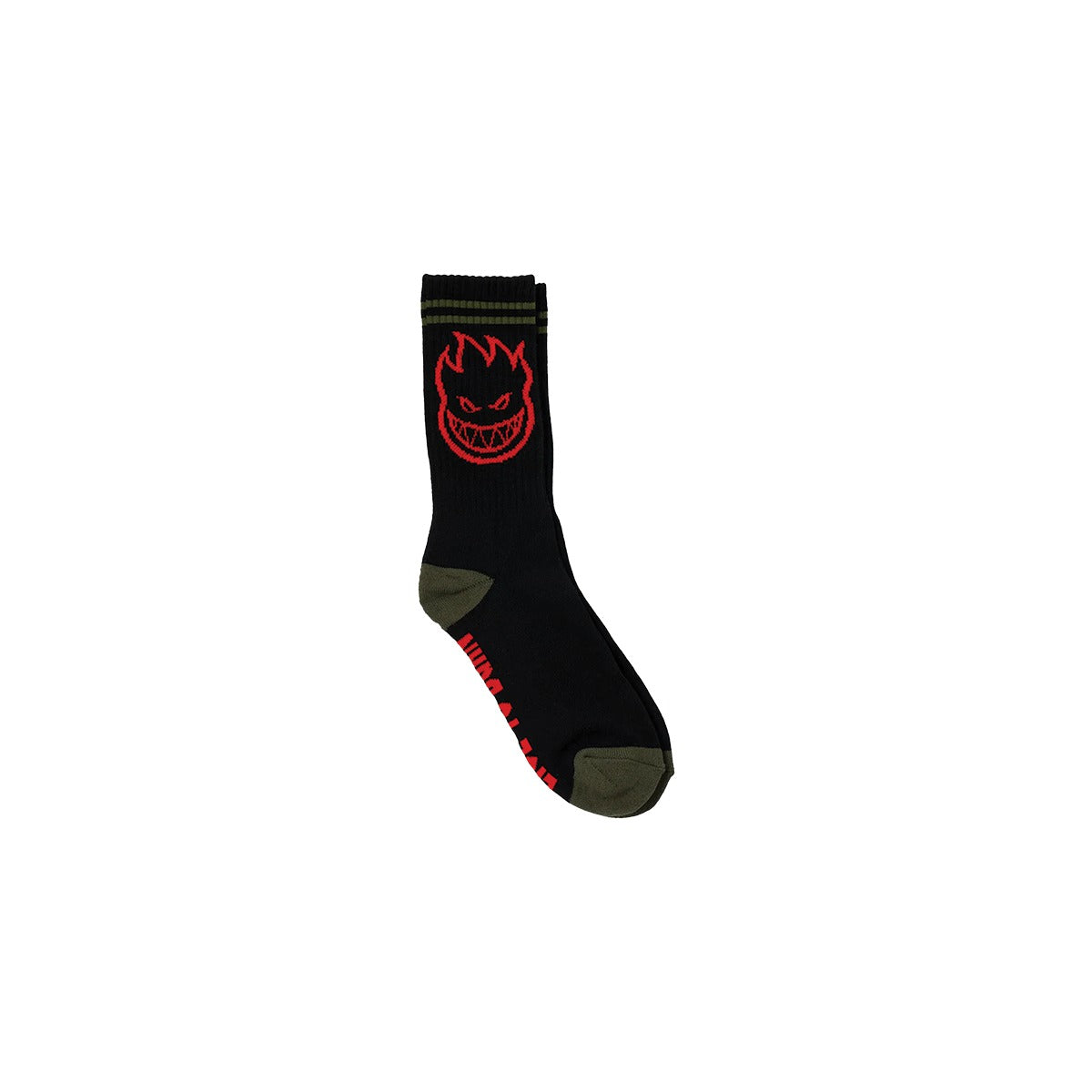 Spitfire Wheels Bighead Black / Olive / Red Crew Socks - One size fits most