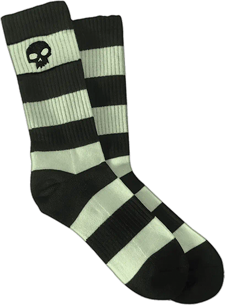Zero Skull Crew Socks Glow/Black Stripes 1PR