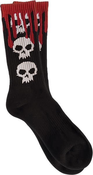 Zero 3 Skull Blood Crew Socks Black 1PR