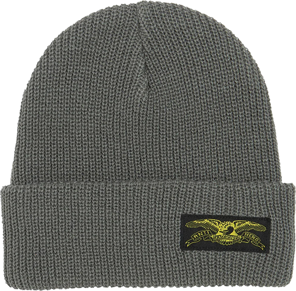 Anti-Hero Stock Eagle Label Cuff Beanie Osfm-Charcoal/Yel
