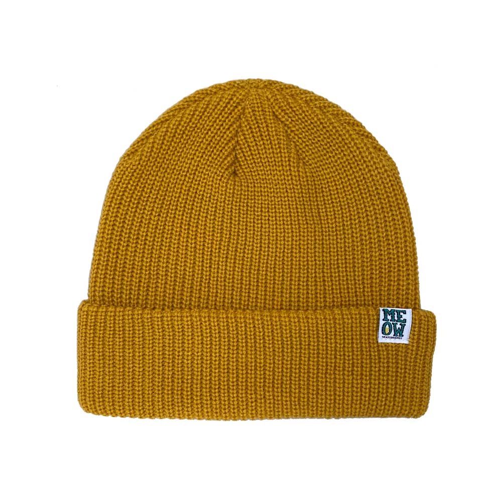 Meow Skateboards Stacked Cuff Beanie [Mustard]